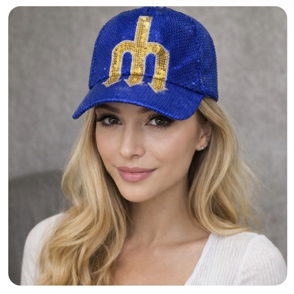 47 Accessories - Seattle Mariners MLB 47s Cooperstown Collection Sequin Bling Sparkle Cap Hat